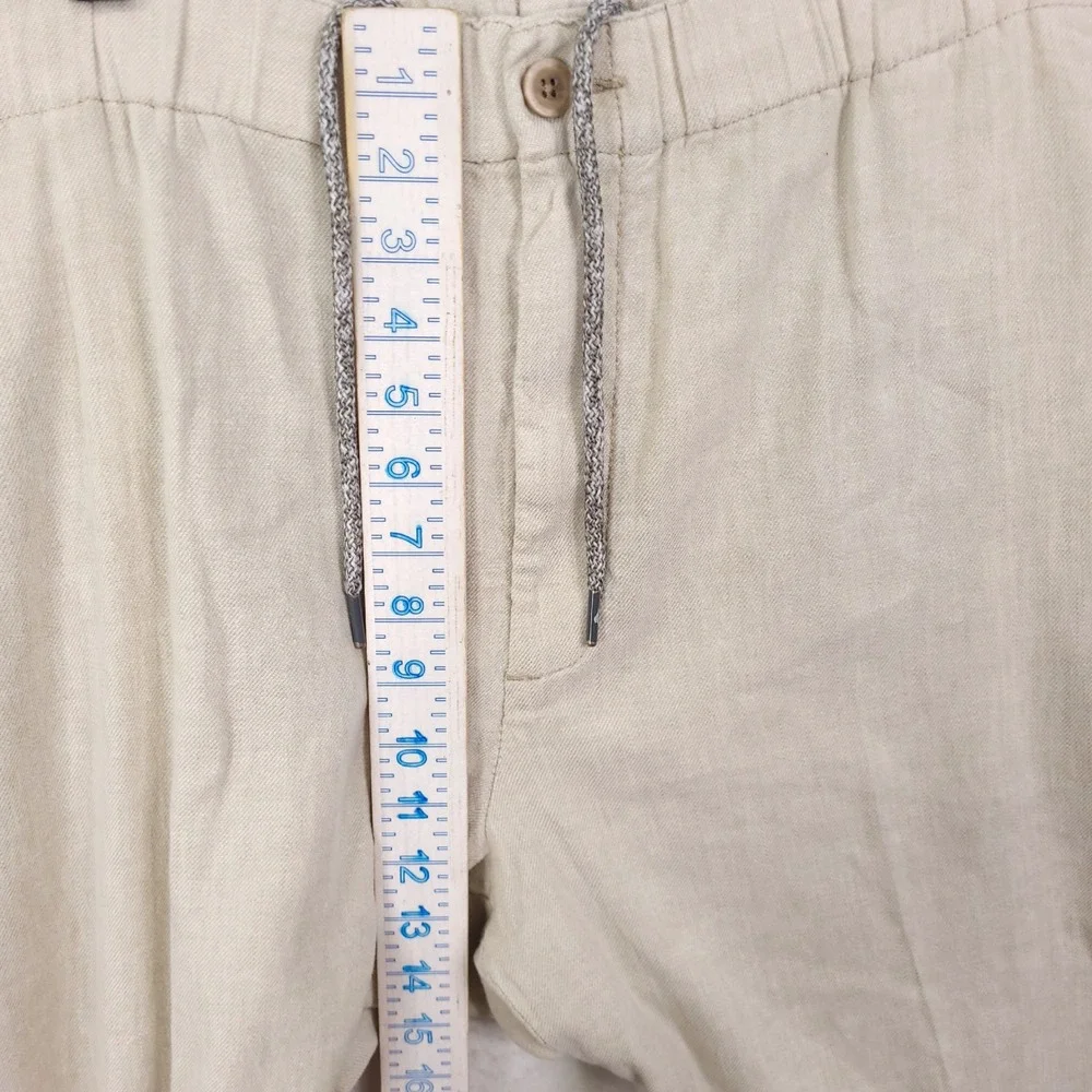 Tommy Bahama Linen Pants Mens 2XL Beige Drawstring Beach Tropical Relaxed Fit